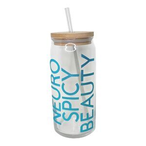 Neuro Spicy Beauty 20oz Glass Cup | Neurodivergent Humor | Bamboo Lid